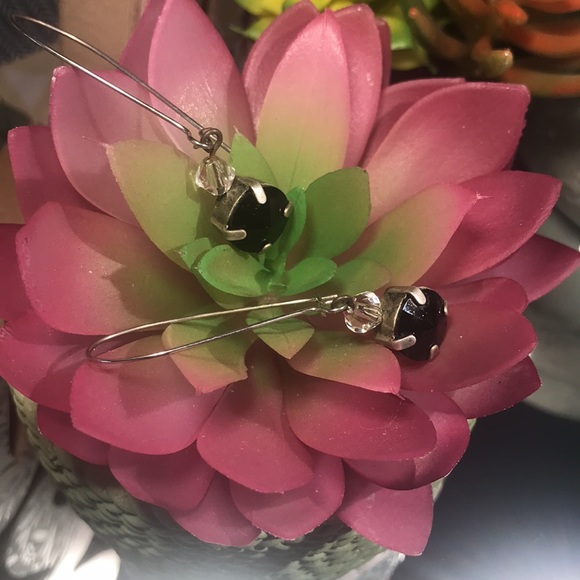 Sabika Inspired Earrings- Jet Black - Picture 2 of 3